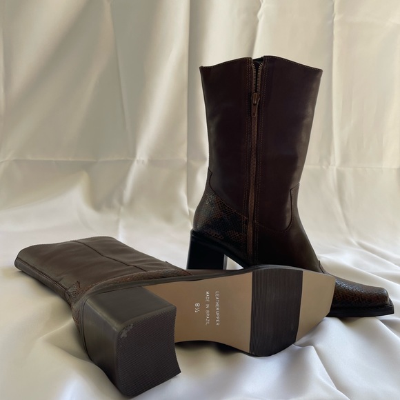 90’s oxblood & snake embossed leather boots (excellent like new condition) - Picture 5 of 7